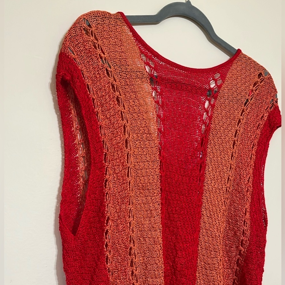 Zara Red and Orange Knit Top Large - Picture 2 of 4